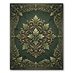 Ornate Golden Acanthus Dark Emerald Foliage Rug