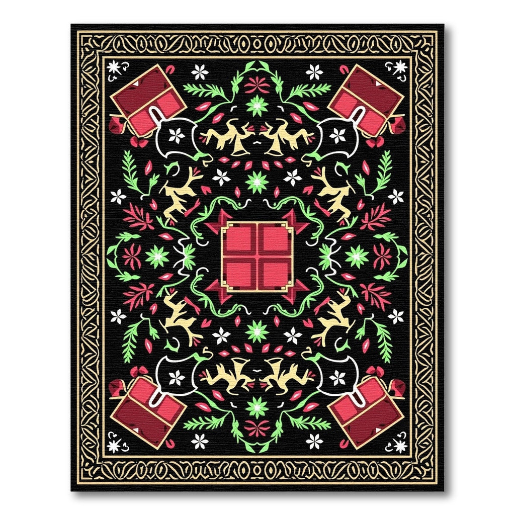 Red Green Black Whimsical Creature Rug