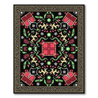 Red Green Black Whimsical Creature Rug