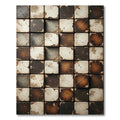 Rustic Earthy Tones Grid Square Texture Rug