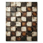 Rustic Earthy Tones Grid Square Texture Rug