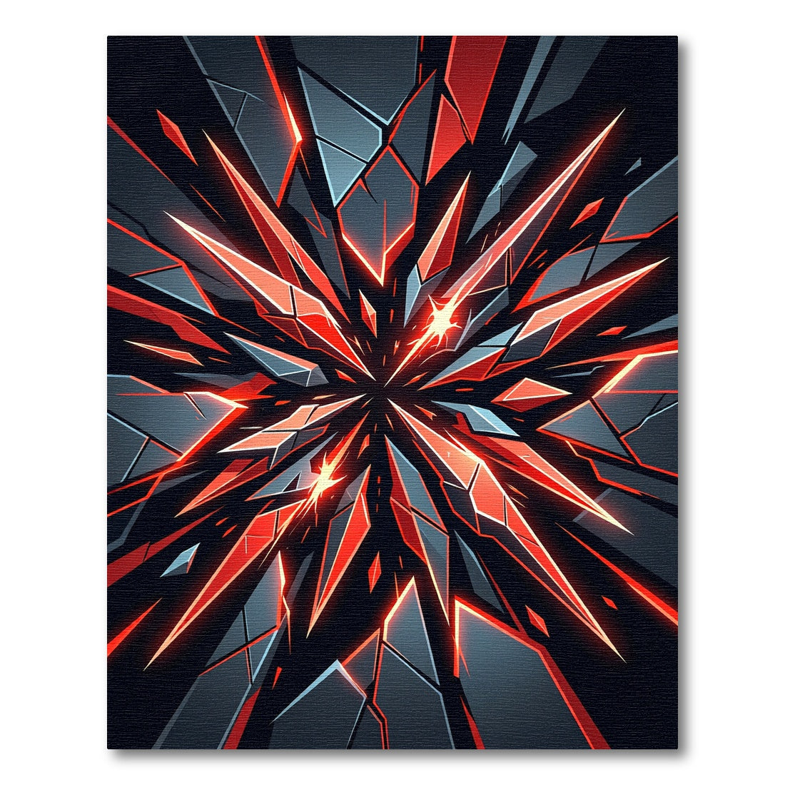 Electric Red Shattered Glass Abstract Rug