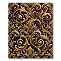 Elegant Golden Baroque Scroll Filigree Rug