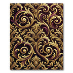 Elegant Golden Baroque Scroll Filigree Rug