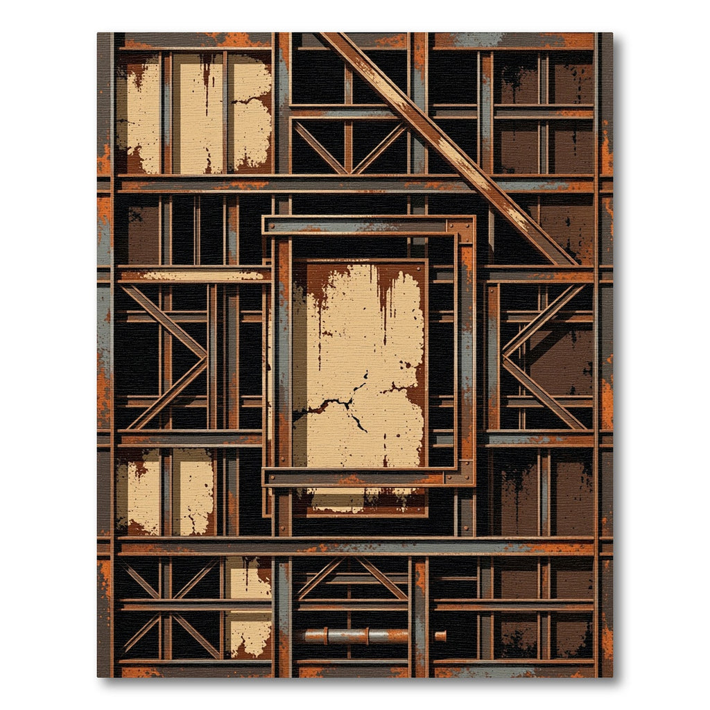 Industrial Brindle Rusty Grid Rug