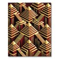 Crimson Gold Geometric Pyramid Steps Rug