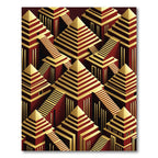 Crimson Gold Geometric Pyramid Steps Rug