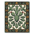 Vintage Prickly Pear Cactus Botanical Art Rug