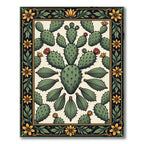 Vintage Prickly Pear Cactus Botanical Art Rug