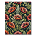 Elegant Botanical Poppy Midnight Field Rug