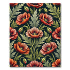 Elegant Botanical Poppy Midnight Field Rug
