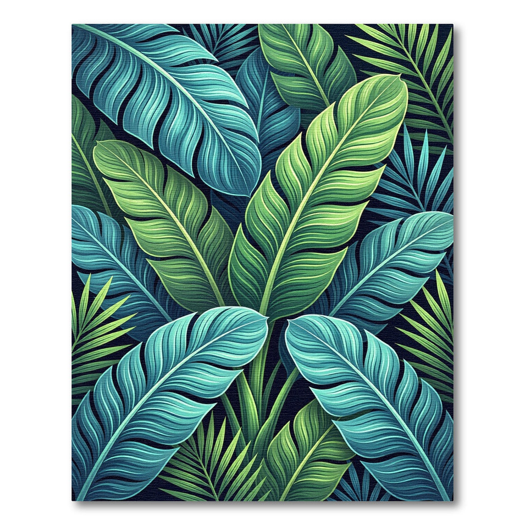 Lush Tropical Teal and Lime Foliage Rug