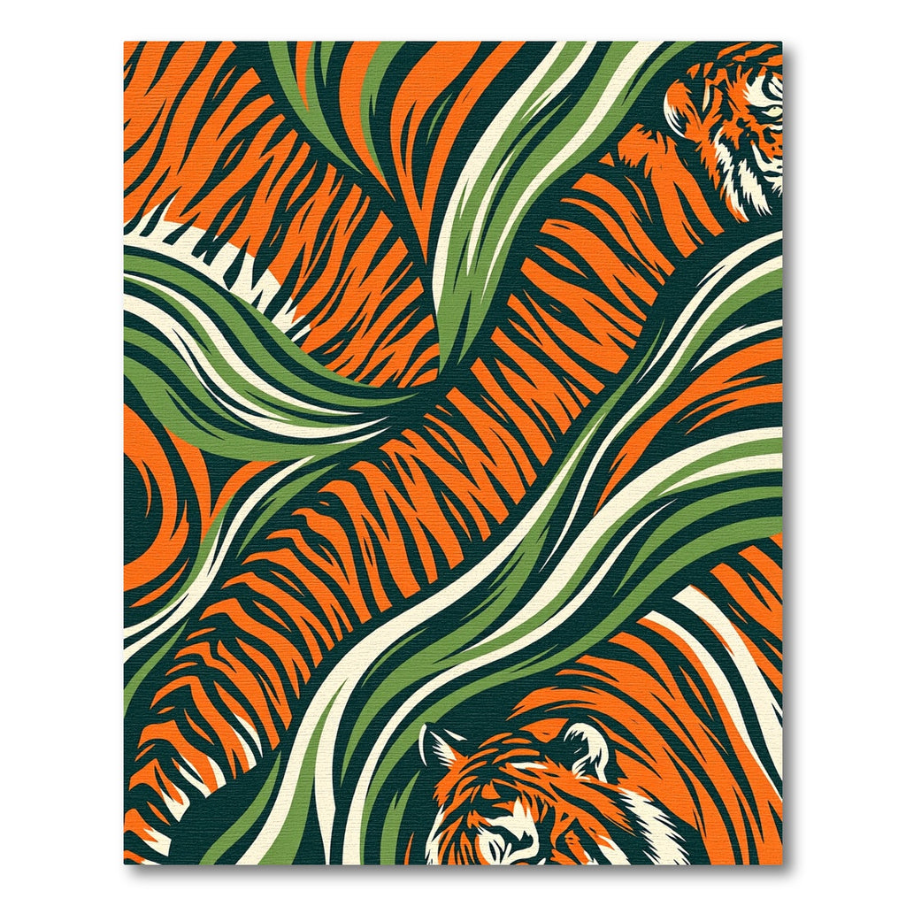 Bold Orange Tiger Striped Jungle Curvature Rug