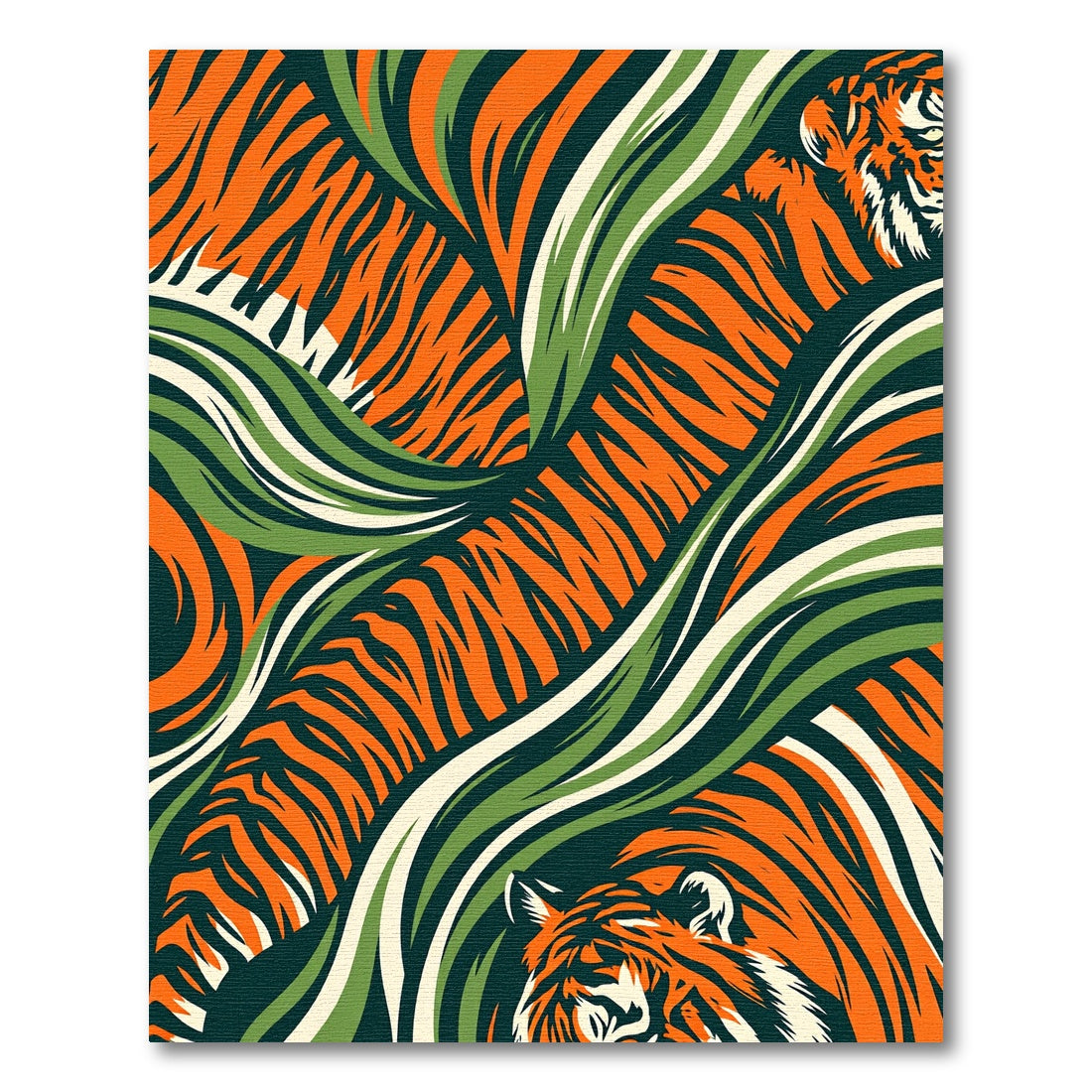 Bold Orange Tiger Striped Jungle Curvature Rug