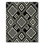 Monochrome Ikat Diamond Geometric Art Rug