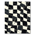 Monochrome Fractured Geometric Checkerboard Art Rug