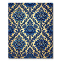 Cobalt Blue Floral Scroll Damask Rug