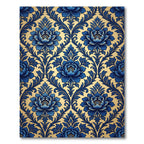Cobalt Blue Floral Scroll Damask Rug
