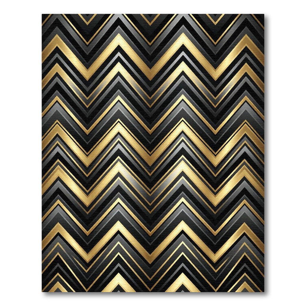 Bold Black Gold Chevron Stripes Rug