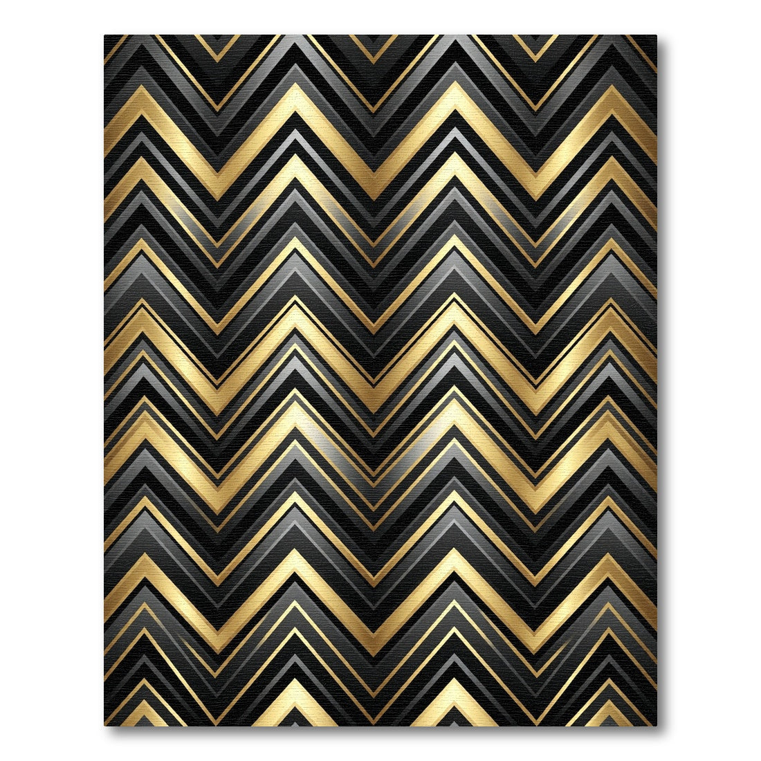 Bold Black Gold Chevron Stripes Rug