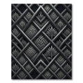 Dark Geometric Lattice Palm Rug