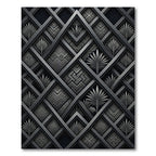 Dark Geometric Lattice Palm Rug