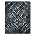 Metallic Silver Intersecting Linear Grid Rug