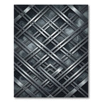 Metallic Silver Intersecting Linear Grid Rug
