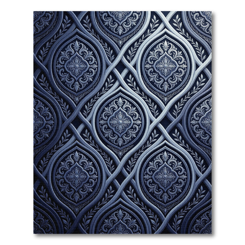 Ornate Blue Interlocking Arabesque Rug
