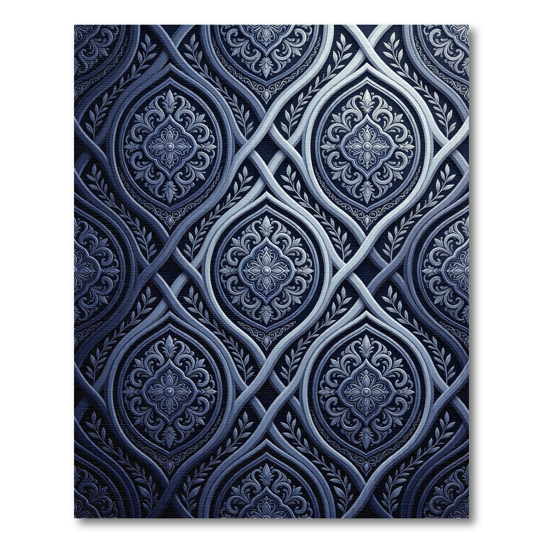 Ornate Blue Interlocking Arabesque Rug