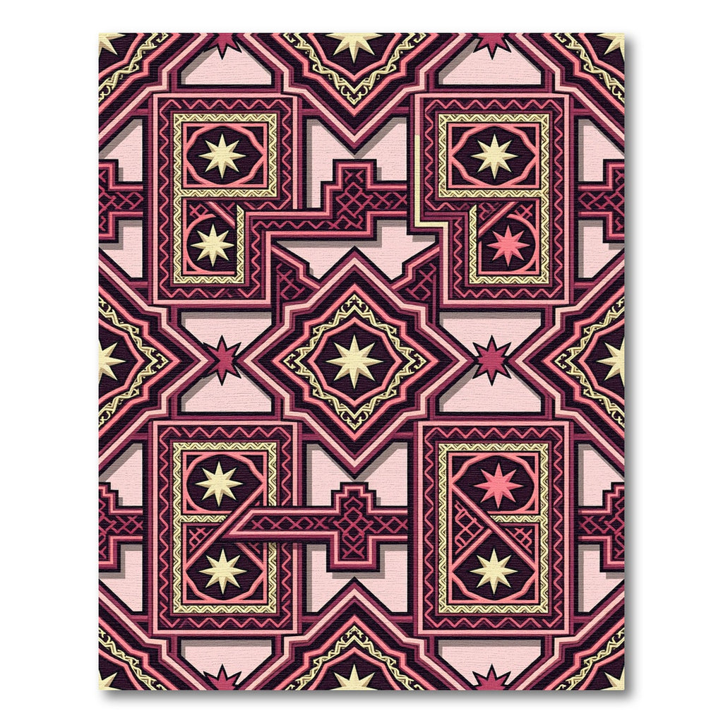 Geometric Rose Gold Star Medallion Rug