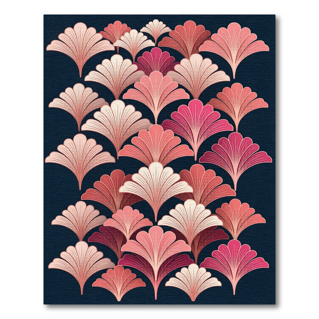 Art Deco Ginkgo Leaf Coral Blush Rug