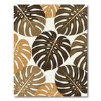 Earthy Brown Botanical Monstera Leaf Rug