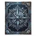 Elegant Blue Floral Compass Medallion Rug