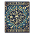 Ornate Teal Floral Inlay Rug