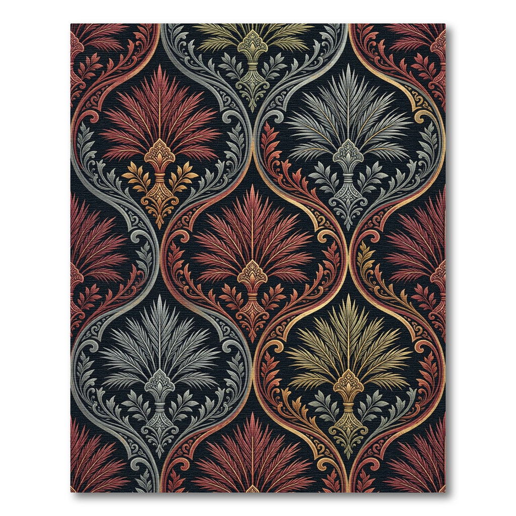 Ornate Crimson and Gold Palmette Tapestry Rug