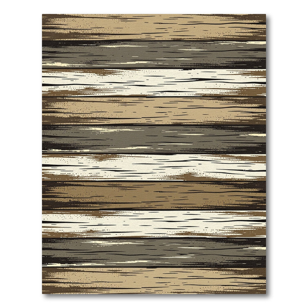 Earthy Toned Rustic Wood Plank Texture Rug