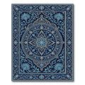 Deep Blue Floral Medallion Rectangle Rug