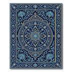 Deep Blue Floral Medallion Rectangle Rug