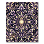 Radiant Amethyst Gold Floral Mandala Rug