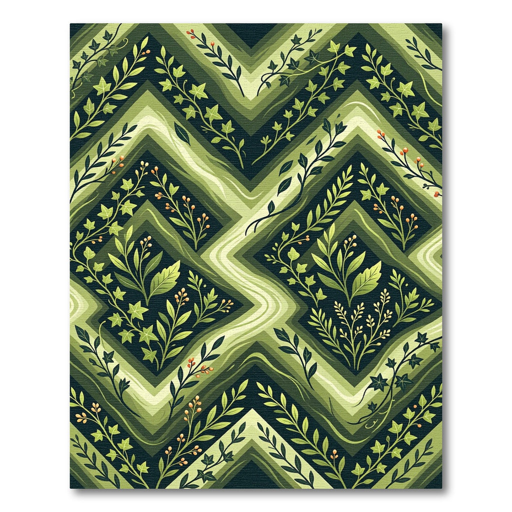 Botanical Emerald Ivy Chevron Rug
