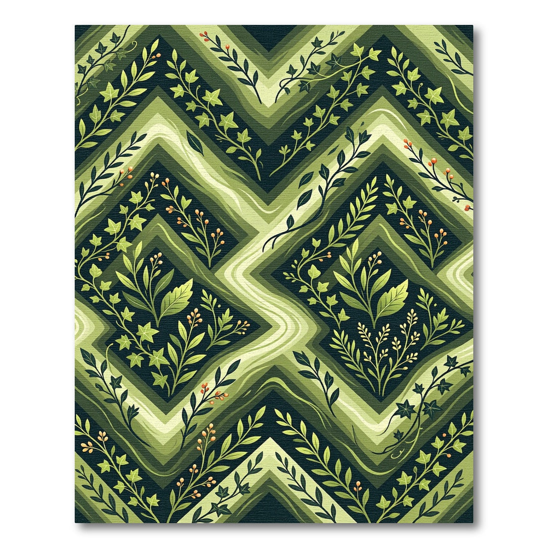 Botanical Emerald Ivy Chevron Rug