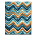 Abstract Teal and Copper Chevron Wave Rug
