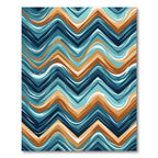 Abstract Teal and Copper Chevron Wave Rug