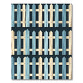 Contemporary Blue and Cream Picket Fence Rug