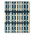 Contemporary Blue and Cream Picket Fence Rug
