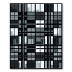 Modern Industrial Grid Monochromatic Block Art Rug