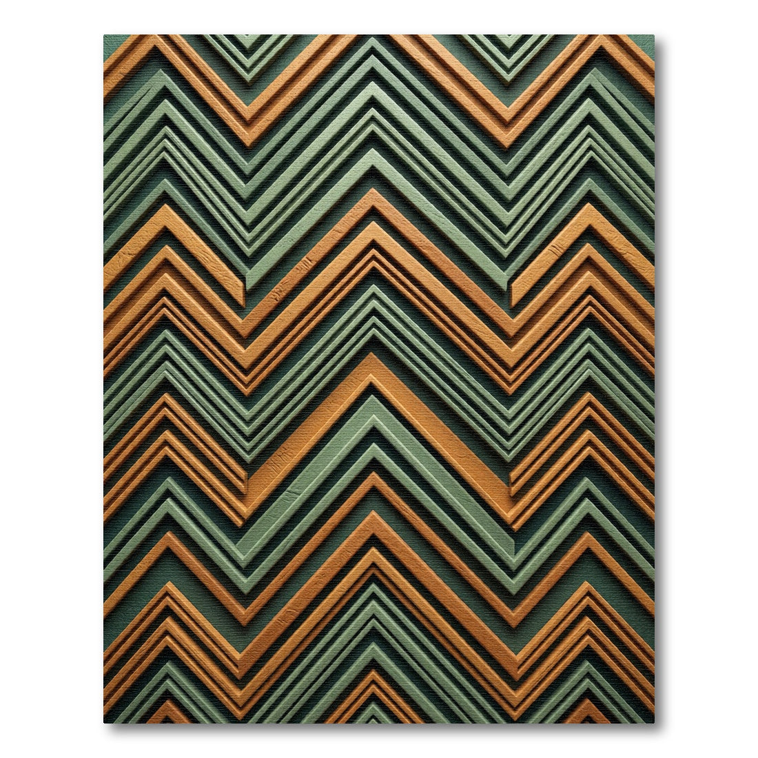 Warm Copper Teal Zigzag Rug