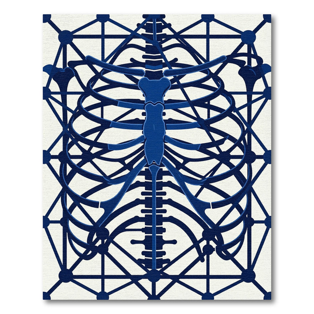 Deep Blue Skeleton Geometric Harmony Rug