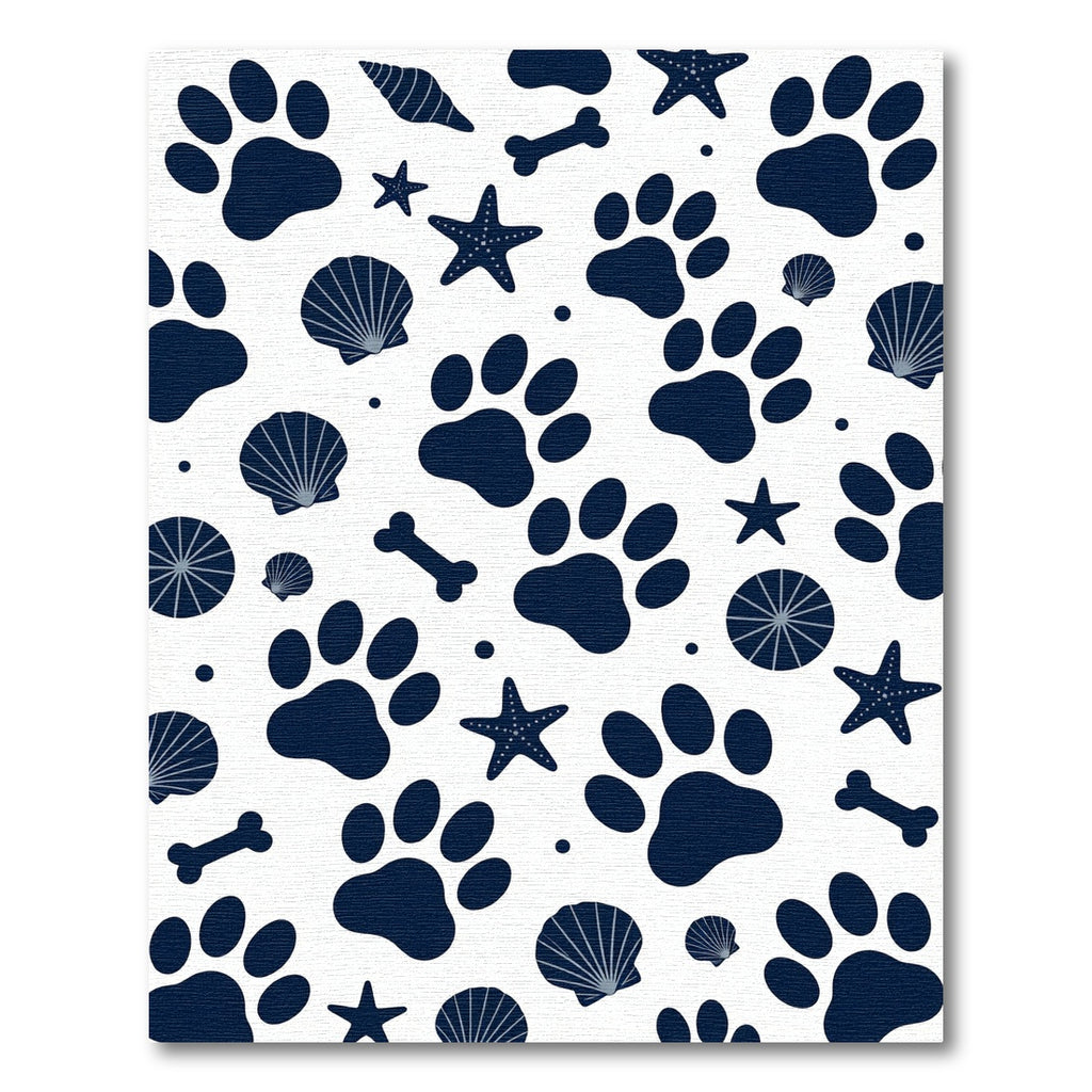 Navy Blue Nautical Animal Paw Shell Rug